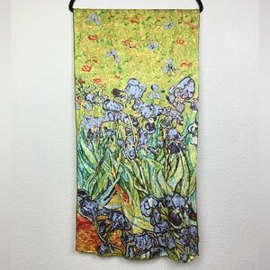 Van Gogh's Iris Art Print Rectangle Silk Scarf Art to Wear Satin Colorful Vibran